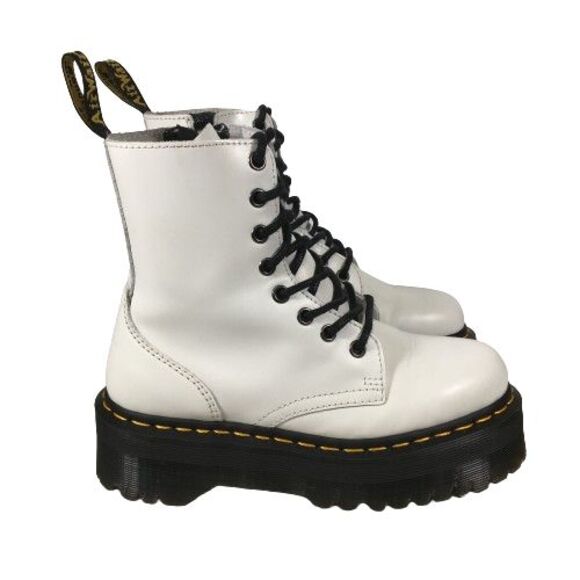 Dr. Martens US Sz 6 Jadon Leather Platform Combat Boots Side Zip Lace-Up White - Picture 3 of 13